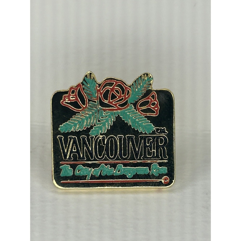 Vancouver Travel Souvenir Lapel Pin The City of the Evergreen Rose Canada - Picture 2 of 5